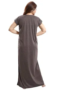 Be You Women's Cotton Striped Maxi Maternity/Nursing/Feeding Nighty (BUF-GOWN-1492_Chocolate Brown_Free Size)-thumb1