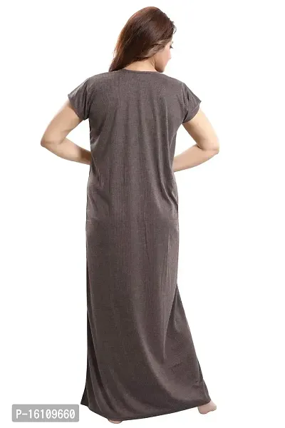 Be You Women's Cotton Striped Maxi Maternity/Nursing/Feeding Nighty (BUF-GOWN-1492_Chocolate Brown_Free Size)-thumb2