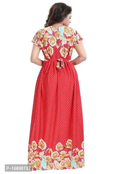 Be You Women Polka Dots Nighty/Nightgowns - Free Size (Red)-thumb3