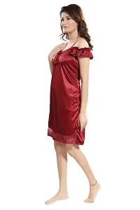 Be You Solid Women Lace Nighty/Babydoll Maroon-thumb3