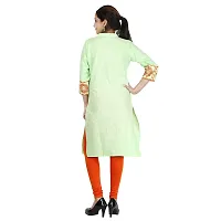 Be You Cotton Light Green Solid Stitched Straight Kurti/Kurta-thumb1