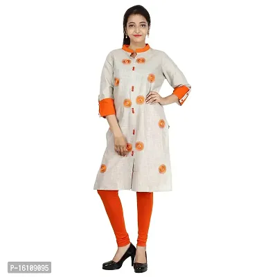 Be You Cotton Multi Floral Embroidered Stitched Straight Kurti/Kurta