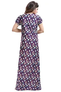 Be You Women's Satin Floral Maxi Maternity Nighty (BUF-GOWN-1635_Purple)-thumb1