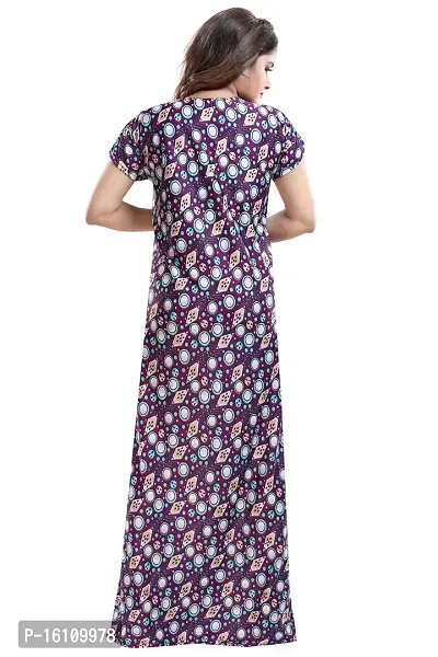 Be You Women's Satin Floral Maxi Maternity Nighty (BUF-GOWN-1635_Purple)-thumb2