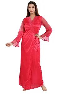 Lovira Peach Solid Nighty Sets/Nighty with Robe for Women (Free Size)-thumb4