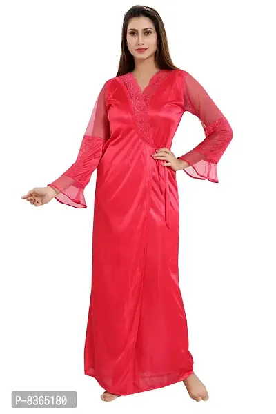 Lovira Peach Solid Nighty Sets/Nighty with Robe for Women (Free Size)-thumb5