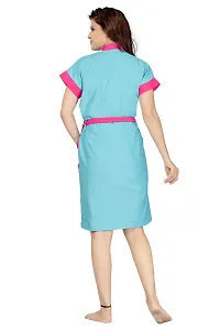 Be You Light Blue-Pink Terry Cotton Two-Tone Women Bath Robe-thumb3