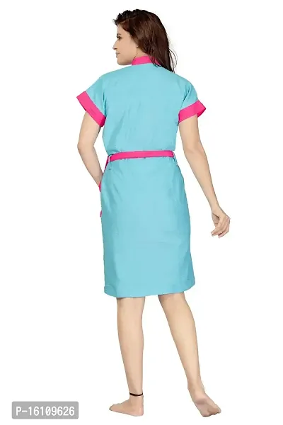 Be You Light Blue-Pink Terry Cotton Two-Tone Women Bath Robe-thumb4