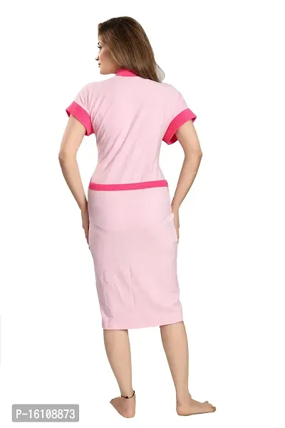 Be You Fashion Women Terry Cotton Pink Two-Tone Bath Robe-thumb4