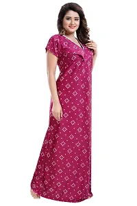 Be You Women's Satin Floral Maxi Maternity Nighty (BUF-GOWN-1776_Magenta)-thumb3