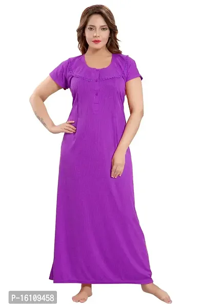 Be You Striped Cotton Maternity Gown/Feeding Gown for Women, Purple - L-thumb5
