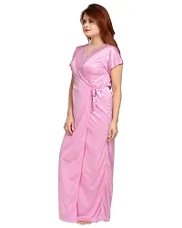 Be You Fashion Women Satin Pink Lace 2 Piece Nighty Set-thumb4