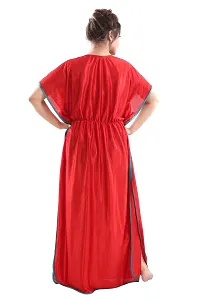 Be You Kaftan Women Satin Nighty/Night Gowns (Red, Free Size)-thumb1