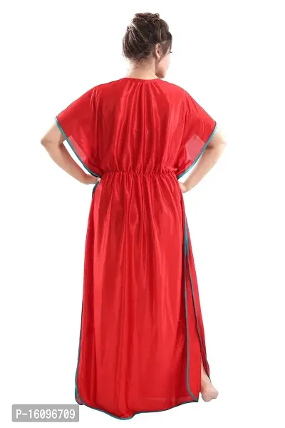 Be You Kaftan Women Satin Nighty/Night Gowns (Red, Free Size)-thumb2