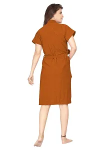 Be You Cotton Solid Women Bath Robe Tan Brown-thumb3