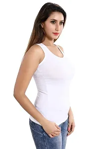 Be You Women Lycra Cotton White Solid Racerback Tank Top - Size: M (Bust 30-32 Inches)-thumb1