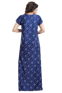 Be You Women's Satin Floral Maxi Maternity Nighty (BUF-GOWN-1778_Dark Blue)-thumb1