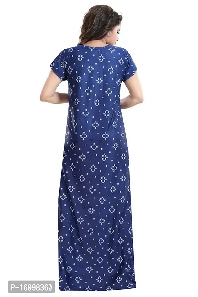 Be You Women's Satin Floral Maxi Maternity Nighty (BUF-GOWN-1778_Dark Blue)-thumb2