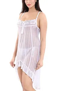 Be You Women's Net Solid Above knee Babydoll Nighty (BUF-NIGHTY-1397_White)-thumb1