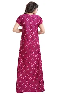 Be You Women's Satin Floral Maxi Maternity Nighty (BUF-GOWN-1776_Magenta)-thumb1