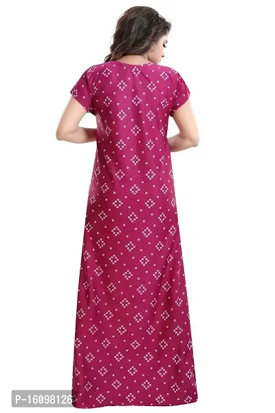 Be You Women's Satin Floral Maxi Maternity Nighty (BUF-GOWN-1776_Magenta)-thumb2