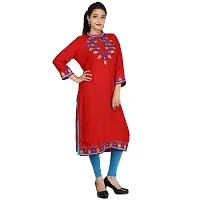 Be You Rayon Maroon Embroidered Stitched Straight Kurti/Kurta-thumb3