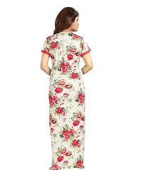 Be You Fashion Serena Satin Red Floral Printed Nightgown for Women-thumb3