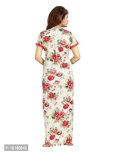 Be You Fashion Serena Satin Red Floral Printed Nightgown for Women-thumb4