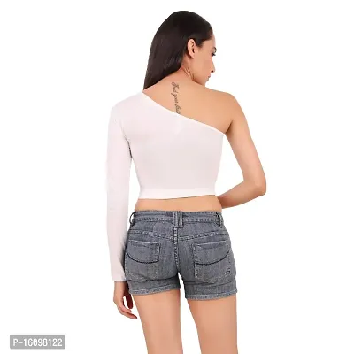 Be You Cotton Women One Shoulder Crop Top-thumb3