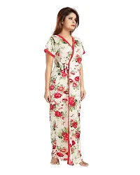 Be You Fashion Serena Satin Red Floral Printed Nightgown for Women-thumb2