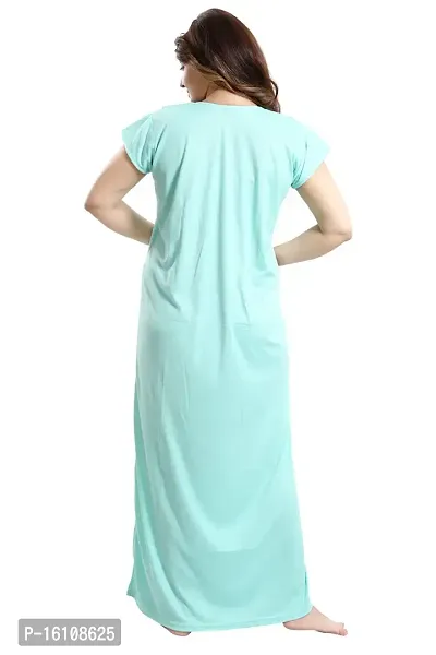 Be You Striped Cotton Maternity Gown/Feeding Gown for Women, Light Green - L-thumb2