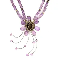 Lovira Charismatic Antique Look Rhodium Plated Silver Flower Shape Beaded Necklace for Women-thumb1