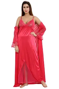 Lovira Peach Solid Nighty Sets/Nighty with Robe for Women (Free Size)-thumb1
