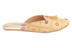 Be You Women Multicolor Mirror Work Traditional Flats/Ethnic Footwear (EURO-38 / UK- 5, Golden)-thumb1
