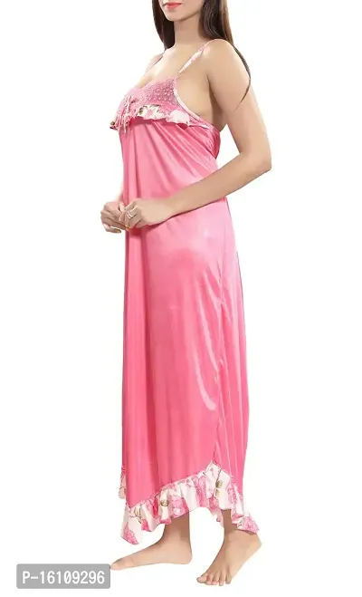 Be You Pink Solid Women Nighty/Night Dress-thumb2