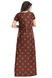 Be You Women's Satin Floral Maxi Maternity Nighty (BUF-GOWN-1774_Brown)-thumb1