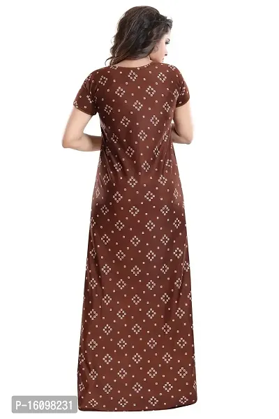 Be You Women's Satin Floral Maxi Maternity Nighty (BUF-GOWN-1774_Brown)-thumb2