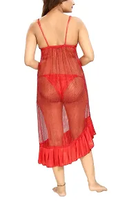 Be You Women's Solid Nighty with Robe (BUF-NIGHTY-894, Red, Free Size)-thumb2