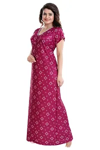 Be You Women's Satin Floral Maxi Maternity Nighty (BUF-GOWN-1776_Magenta)-thumb4