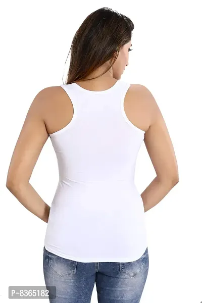 Lovira Women Cotton White Solid Racerback Tank Top - Size: M (Bust 32 Inches)-thumb4