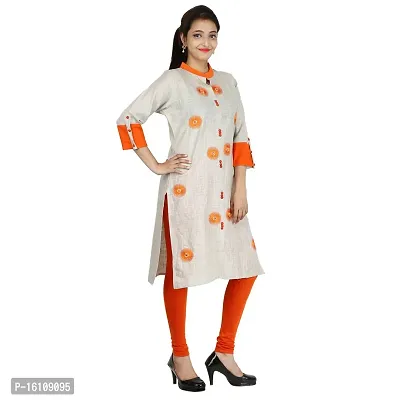 Be You Cotton Multi Floral Embroidered Stitched Straight Kurti/Kurta-thumb4