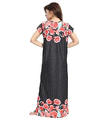 Lovira Women's Satin Floral Maxi Night Gown (LVR-GOWN-953_Black_Free Size)-thumb1
