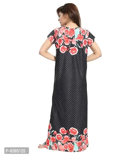 Lovira Women's Satin Floral Maxi Night Gown (LVR-GOWN-953_Black_Free Size)-thumb2