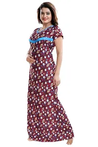 Be You Sarina Satin Women Maternity Nighty for Feeding (Maroon, Free Size)-thumb3