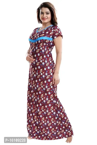 Be You Sarina Satin Women Maternity Nighty for Feeding (Maroon, Free Size)-thumb4