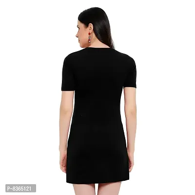 Lovira Cotton Women T-Shirt Dress (Black/Size-L)-thumb2