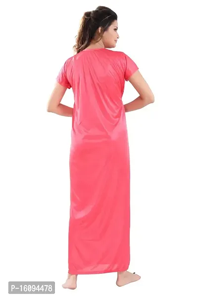 Be You Solid Women Satin Nighty with Robe (Light Pink, Free Size)-thumb2