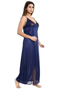 Lovira Navy Blue Solid Nighty Sets/Nighty with Robe for Women (Free Size)-thumb2