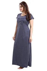 Be You Striped Cotton Maternity Gown/Feeding Gown for Women, Blue - L-thumb3