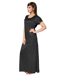 Be You Satin Plain Women Nightgown/Nighty/Nightwear Black-thumb2